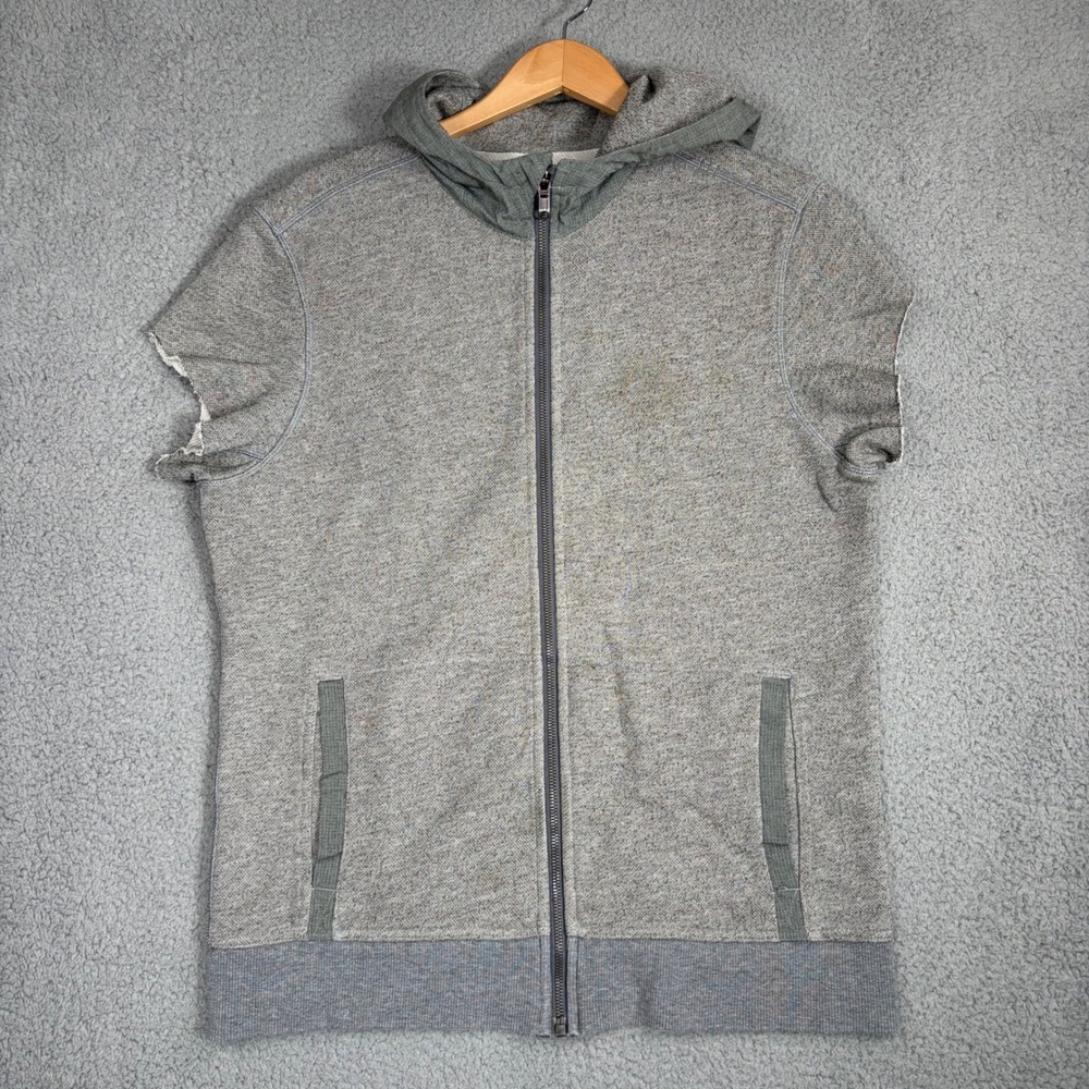 Lululemon Hoodie Mens L Gray Sleeveless Full Zip Raw Edge Athletic Vest